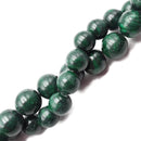 Natural Malachite Smooth Round Beads 12mm 14mm 15.5" Strand