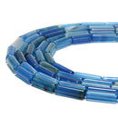 Blue Stripe Agate Cylinder Tube Beads Size 4x13mm 15.5'' Strand