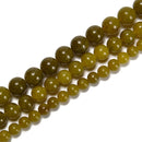 Natural Olive Green Jade Smooth Round Beads Size 6mm 8mm 10mm 15.5'' Strand