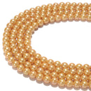 Gold Fresh Water Akoya Pearl Round Beads Size 6-7mm 7-8mm 15.5'' Strand