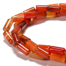 Carnelian Cylinder Tube Beads Size 8x15mm 15.5'' Strand