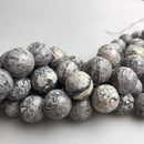 large hole map jasper faceted round beads