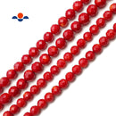 Red Bamboo Coral Faceted Round Beads Size 9mm 10mm 11mm 15.5" Strand