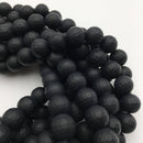 black onyx faceted matte round beads