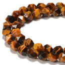 2.0mm Hole Yellow Tiger Eye Star Cut Beads Size 8mm 8'' Strand