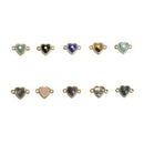 Gemstone Faceted Heart Shape Gold Edge Connector Pendant Charm Size 11x11mm