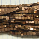 copper plated hematite cube beads
