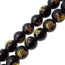 black onyx chinese zodiac Tiger's smooth round beads