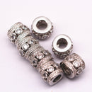 silver plated mirco pave clear zircon cylinder charm