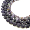 Teeth Amethyst Matte Round Beads 4mm 6mm 8mm 10mm 12mm 15.5" Strand