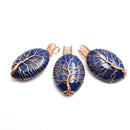 lapis lazuli tree pendant copper wire wrap oval