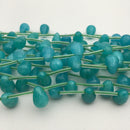 dyed aqua color quartz smooth teardrop beads