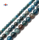 Natural Blue Apatite Smooth Round Size 6mm 8mm 10mm 12mm 15.5" Strand