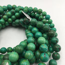 large hole green turquoise smooth round beads