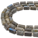 Labradorite Faceted Cylinder Beads Size 10x16mm 15.5'' Strand