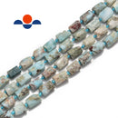 natural larimar irregular matte faceted cylinder tube beads