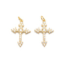 925 Sterling Silver Gold Plated Cross Charm Pendant Size 12x20mm 3 Pcs Per Bag