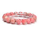 01-Rhodochrosite Round Beaded Bracelet Beads Size 9mm - 14.5mm 7.5'' Length