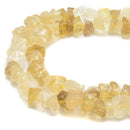 Lemon Quartz Rough Nugget Chunks Center Drill Beads Approx 8x15mm 15.5" Strand