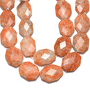 sunstone rectangle slice faceted octagon beads
