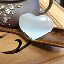 natural selenite heart shape palm stone