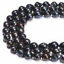 Fresh Water Pearl Black Baroque Ringed Drop Beads Size 11-13mm 15.5'' Strand