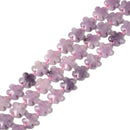 Lepidolite Flower Shape Beads 15mm 15.5" Strand