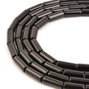 black onyx round tube beads