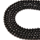 black tourmaline faceted round beads