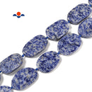 Natural Blue Spot Jasper Flat Oval Beads Size 25x40mm 15.5'' Strand