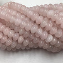 large hole rose quartz smooth rondelle beads
