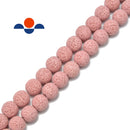 light pink natural lava round beads