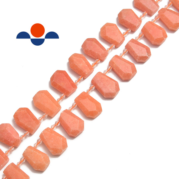 peach calcite faceted trapezoid shape beads