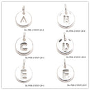925 Sterling Silver Letter A to Z Pendant Charm Size 10mm Sold 3 Pcs Per Bag
