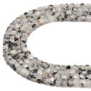 White Moonstone With Black Speck Faceted Cube Beads Size 4-5mm 15.5'' Strand