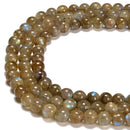 Natural Golden Labradorite Smooth Round Beads Size 3.5 - 10mm 15.5'' Strand