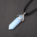 Opalite Pendulum Pendant Healing Point Size 40x8mm Silver Leather Cord