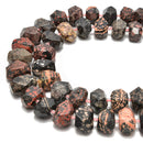 Black Leopard Skin Jasper Faceted Nugget Chunk Beads Approx 13x20mm 15.5" Strand
