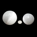 small large selenite round sphere ball selenite display stand