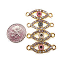 evil eye charm gold silver black plated copper with rhinestones