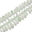 Light Green Quartz Top Drill Rough Long Points 15-22mm 18-25mm 30-35mm 15.5''Str