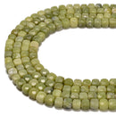 Natural Green Jade Faceted Cube Beads Size 6-7mm 15.5'' Strand