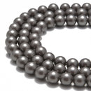 gray shell pearl matte round beads