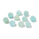 Amazonite Hand Carved Rose Flower Gemstone Beads Size 10mm 12mm 10pcs Per Strand