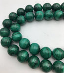 Natural Malachite Smooth Round Beads 12mm 14mm 15.5" Strand