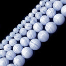 natural blue lace agate smooth round beads