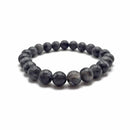 Larvikite Labradorite Bracelet Smooth Round Size 8mm 10mm 7.5" Length