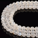 Translucent White Rainbow Moonstone Smooth Round Beads 7.5mm - 12mm 15.5'' Strd