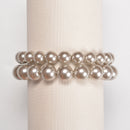 Silver Shell Pearl Smooth Round Beaded Bracelet Beads Size 8mm 10mm 7.5" Length