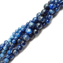 natural blue kyanite smooth round beads